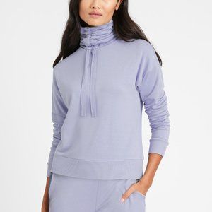 Banana Republic Ruche Neck Fleece Sweatshirt Light Blue Women's Size Large